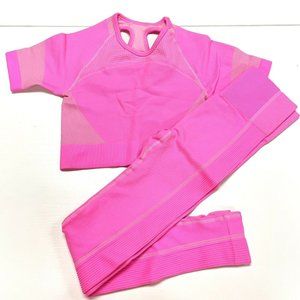 Women's Bright Pink 2-Piece Yoga Shirt & Leggings